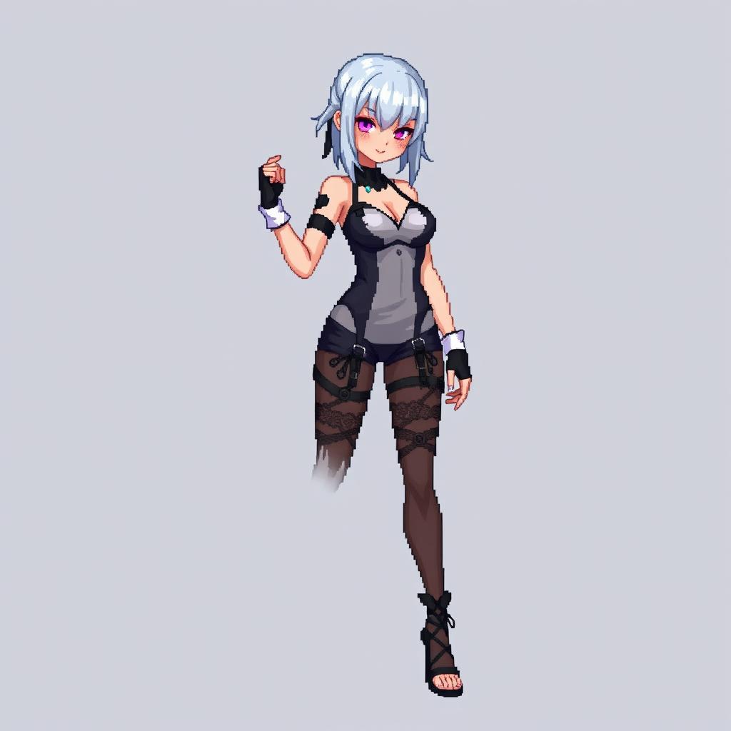 Kaine from Nier Replicant depicted in a stylized pixel art form