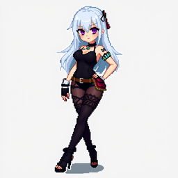 Kaine from Nier Replicant depicted in a stylized pixel art form