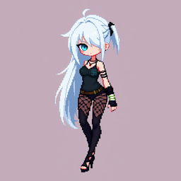 Kaine from Nier Replicant depicted in a stylized pixel art form