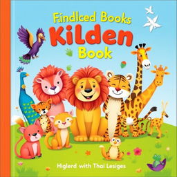 A whimsical and vibrant children's book cover featuring a delightful array of animals in an engaging and playful composition
