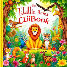 A colorful and enchanting book cover for a children's book featuring a variety of animals in a magical jungle setting