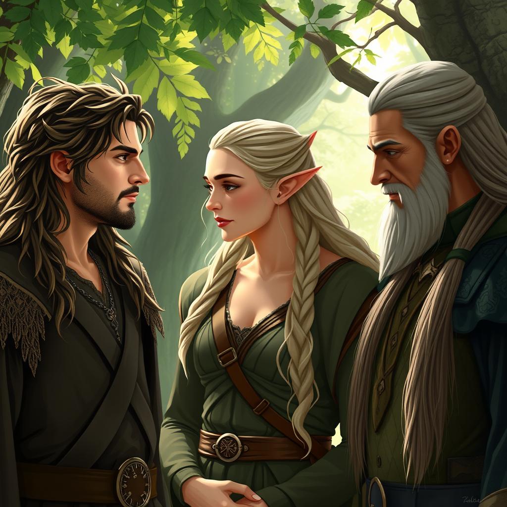 Aragorn, Legolas, and Haldir in a romantic love triangle