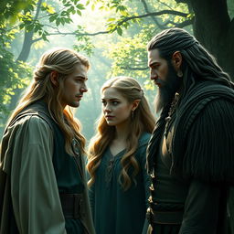 Aragorn, Legolas, and Haldir in a romantic love triangle