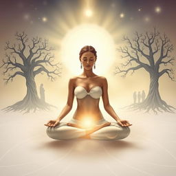 A serene and mystical scene symbolizing the healing of the uterus and ancestral energies