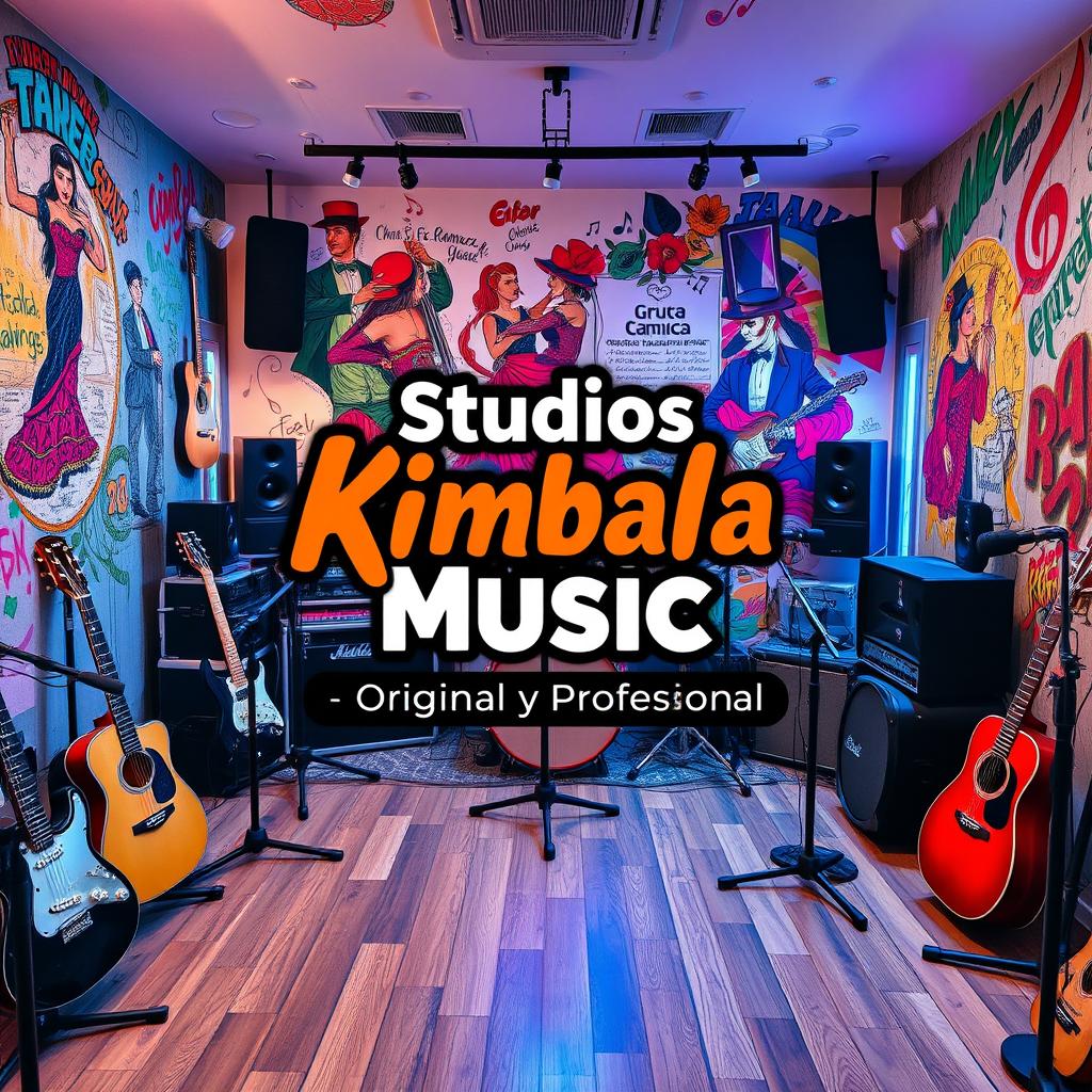 A vibrant and engaging music studio background tailored for urban flamenco music