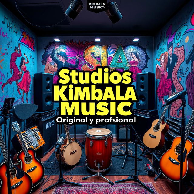 A vibrant and engaging music studio background tailored for urban flamenco music