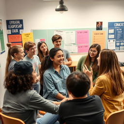 A dynamic and engaging scene depicting a coaching workshop for teenagers