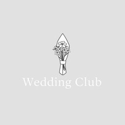 A minimalist wedding club logo featuring a folded cloth napkin artfully holding a bouquet of flowers, all depicted in a monochromatic gray color palette