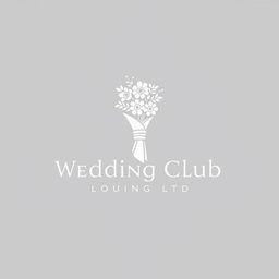 A minimalist wedding club logo featuring a folded cloth napkin artfully holding a bouquet of flowers, all depicted in a monochromatic gray color palette