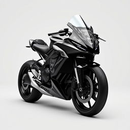 A futuristic black and white motorcycle with a captivating wolf motif