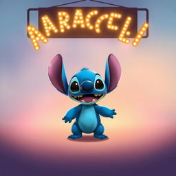 A vibrant digital art piece showcasing Stitch, the iconic character from Lilo & Stitch