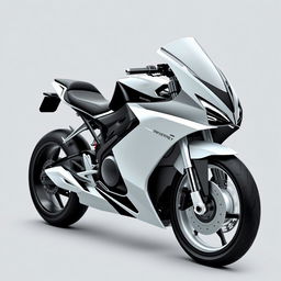 A futuristic black and white motorcycle showcasing an innovative design