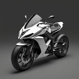 A black and white sci-fi motorcycle, showcasing a futuristic design with sleek, aerodynamic features