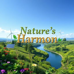 A captivating eco-friendly ebook cover featuring lush greenery, vibrant flora, and a winding river under a clear blue sky