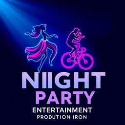 A dynamic and vibrant logo design for a night party entertainment production company