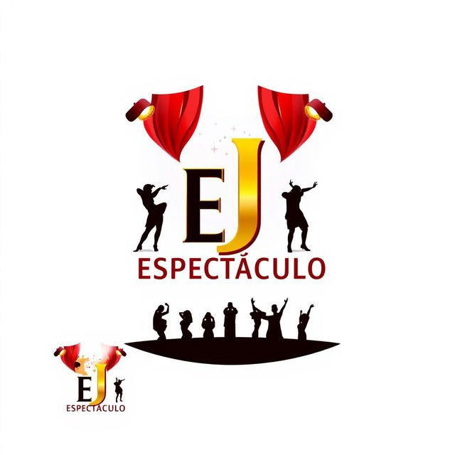 A dynamic and eye-catching logo for an artistic performance company named 'EJ Espectáculo'