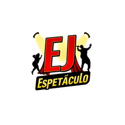 A dynamic and eye-catching logo for an artistic performance company named 'EJ Espectáculo'