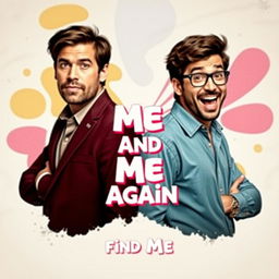 A whimsical and eye-catching movie poster for the comedy film titled "Me And Me Again"