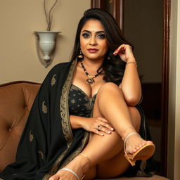 A stunningly beautiful and mature Pakistani woman with a curvy and voluptuous physique