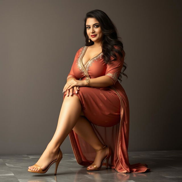 A stunningly beautiful and mature Pakistani woman with a curvy and voluptuous physique