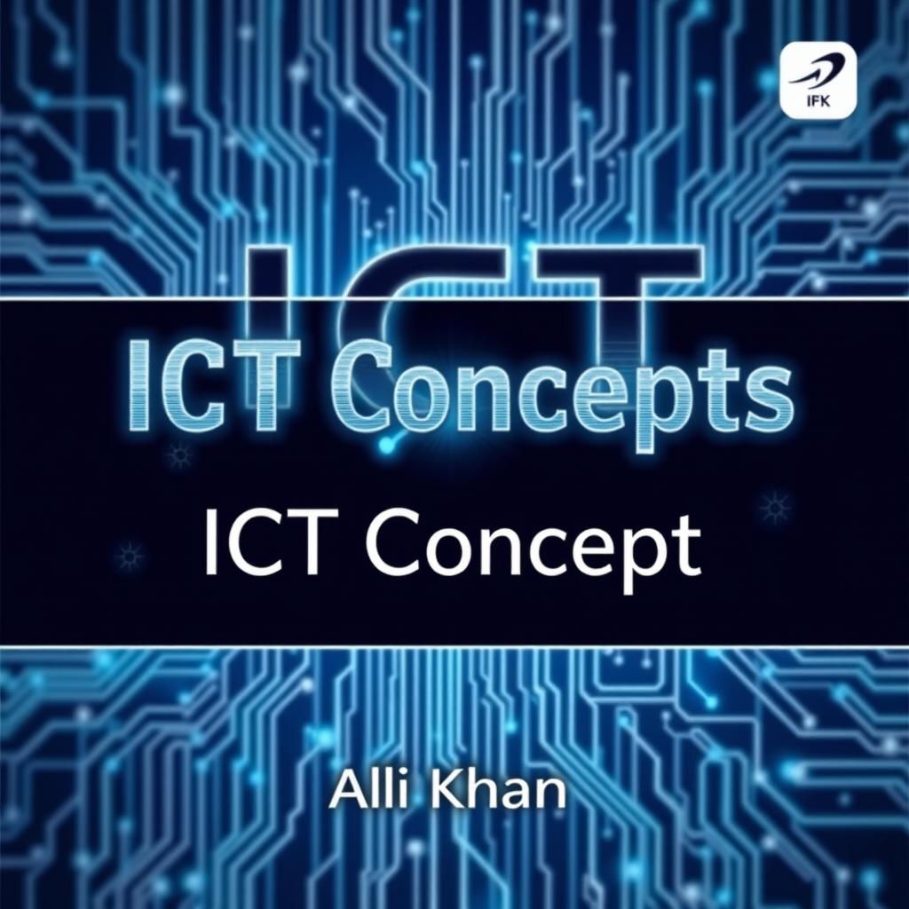 A captivating book cover for 'ICT Concepts' by Ali Khan