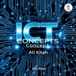 A captivating book cover for 'ICT Concepts' by Ali Khan