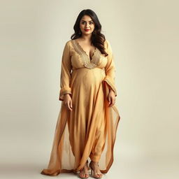 A stunningly beautiful and curvy Pakistani wife, voluptuous and mature, exuding elegance and charm