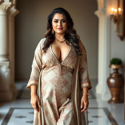 A stunningly beautiful and curvy Pakistani wife, voluptuous and mature, exuding elegance and charm