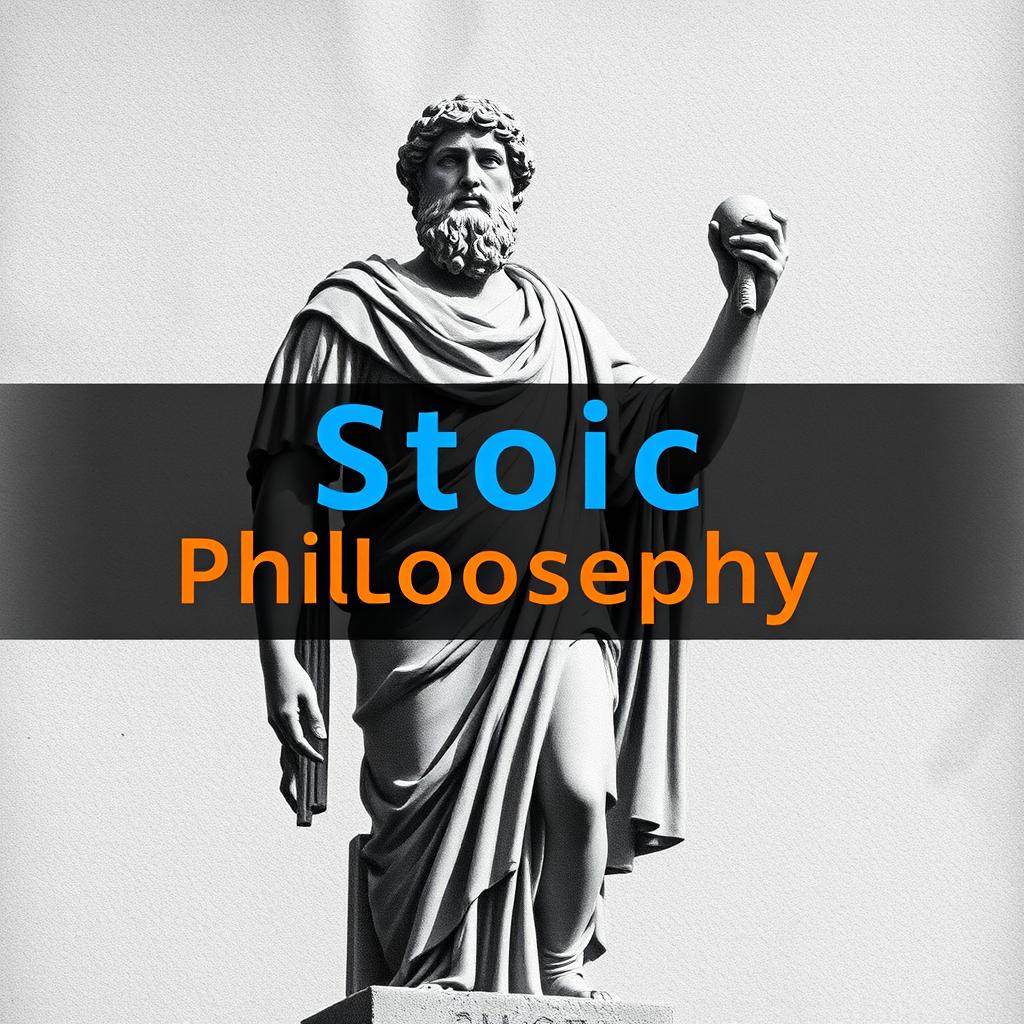 A subtle textured background resembling aged paper reflecting Stoic philosophy, featuring a grayscale Greek or Roman statue as a symbol of classical philosophy