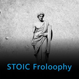 A subtle textured background resembling aged paper reflecting Stoic philosophy, featuring a grayscale Greek or Roman statue as a symbol of classical philosophy