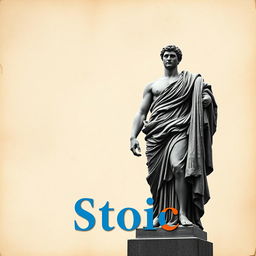 A subtle textured background resembling aged paper reflecting Stoic philosophy, featuring a grayscale Greek or Roman statue as a symbol of classical philosophy