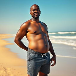 A bald man with a South Sudanese (SSM) ethnicity, aged 32