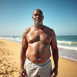A bald man with a South Sudanese (SSM) ethnicity, aged 32