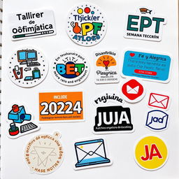 A creative collage featuring stickers on a single page