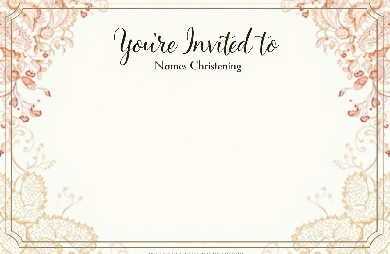 An elegant christening invitation with the text "You're Invited To (names) Christening"