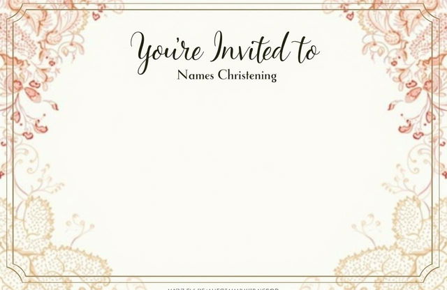 An elegant christening invitation with the text "You're Invited To (names) Christening"