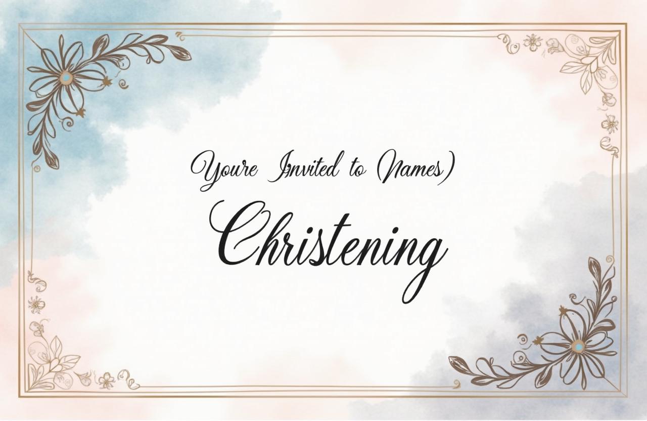 An exquisite christening invitation featuring the text "You're Invited To (names) Christening"