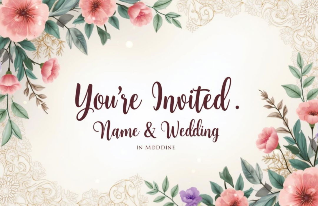 HD wedding invitation with the text "You're Invited To (name) and (names) Wedding"