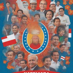 A vibrant election poster for the 2024 Indonesia's general election, featuring an emphasis on democratic values, diversity, and unity. Include imagery related to voting and national symbols.