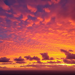 A breathtaking view of the sky during golden hour, with vibrant hues of orange, pink, and purple blending seamlessly