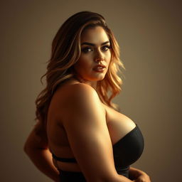 Alluring, voluptuous woman with a captivating presence, showcasing her confident sensuality