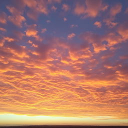 A magnificent sky filled with golden and pink hues during sunset, with soft clouds reflecting the glorious light