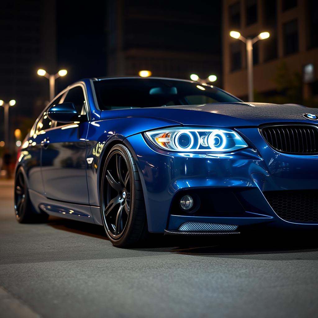 A tuned BMW 320d E90 LCI, showcasing a sleek and aggressive stance