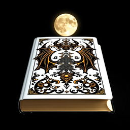 A book cover designed with the elegance of a bible, focusing on a color palette of black, white, and gold