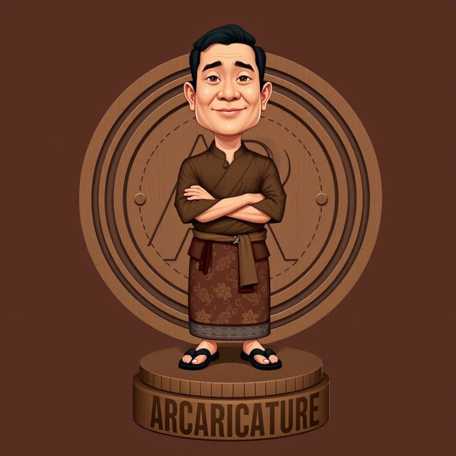 A 2D vector caricature of an Indonesian man, featuring a clean-shaven face without beard or mustache