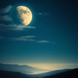 A scenic view of the waning gibbous moon illuminating a tranquil night sky