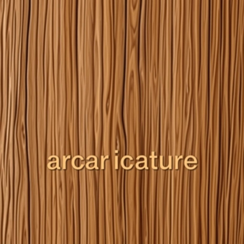 A realistic wooden logo with the text "ARcaricature" in comic classic font