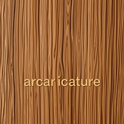 A realistic wooden logo with the text "ARcaricature" in comic classic font