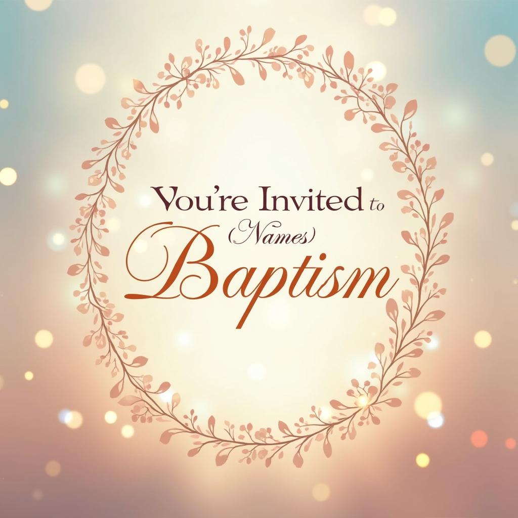 A high-definition baptismal invitation featuring the text "You're Invited To (names) Baptism" in an elegant and graceful font