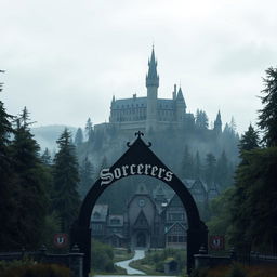 a secluded gothic village surrounded by towering trees deep in the forest, isolated from the rest of the world